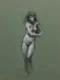 Joel Babb, Study for Circe, charcoal and white chalk on paper