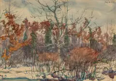 Dodge MacKnight, Snowy Scene, watercolor