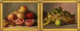 Two Still Lifes: Figs and Grapes and Pomegranates by Italian School, both oil on canvas, sold May 2023