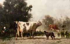 Emille Van Marcke, A Misty Morning, oil on canvas