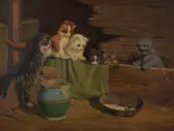Sidney Lawrence Brackett, Kittens with Bowl of Milk