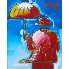 Umbrella Man on Blue, Version I by Peter Max, sold May 2023