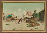 Italian School, 20th Century, Sunny Market Square, oil on canvas