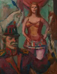 Gerrit Hondius, Circus Performers, oil on canvasboard