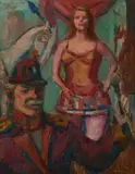 Gerrit Hondius, Circus Performers, oil on canvasboard