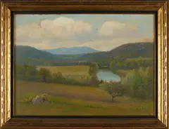 Adalbert S. Pratt, Summer View, Lake in the Hills, oil on artist board