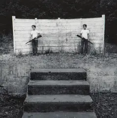 Michael Bishop, Untitled (Two Boys with Rifles), 1969, Gelatin silver print; signed 'Michael Bishop 1969' in ink on the verso; matted