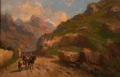 John, EURO A Pass through Cliffs with Two Arab Riders, oil on canvas