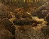 Philip Adams, Forest Stream, oil on board