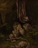 A Verdant Woodland Corner by American School, oil on canvas, sold May 2023