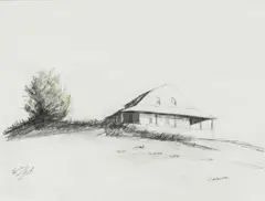 Robert Cardinal, Four Winds, N. Truro, graphite with touches of colored chalk on paper