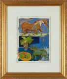 Renée du Rocher, Still Life with Birman Horse, mixed media on handmade paper