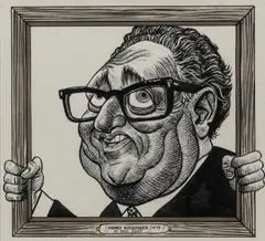 Paul Szep, Henry Kissinger 1978, pen, ink, watercolor