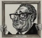 Paul Szep, Henry Kissinger 1978, pen, ink, watercolor