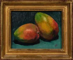 Jason Polins, Still Life with Mangoes, oil on canvasboard