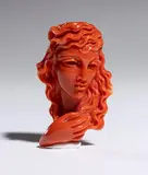 Carlo Parlati, Coral carving depicting a female figure, Entirely carved from a single branch of Cerasuolo coral (Corallium elatius) of exceptional chromatic quality.