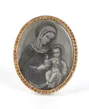 Gianmaria Buccellati, Silver and gold pendant featuring a miniature of the Madonna and Child, set at the centre is an exquisitely fine miniature on a plaque depicting the Madonna and Child