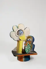 Interieur II (mit Pyramide) by Horst Antes, 1964, Gebrannter Ton, farbig gefasst, sold Nov 2018