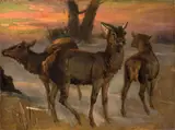 Christian Friedrich Gille, Rotwild bei Sonnenuntergang