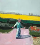 Klaus Fußmann, B.F. vor Raps in Gelting, 1991, Öl auf Leinwand