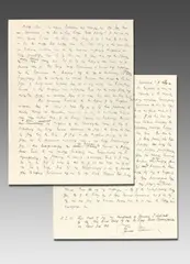 Thomas Mann, Deutsche Hörer!“ Manuskript zum 10. Jahrestag der Machtergreifung, zur sog. Radioansprache der BBC vom 14. Januar 1943. Januar 1943, Feder auf Bogen mit Briefkopf „The Library of Congress Washington / The Consultant of German Literature“. 2 S. gr.- 4° (0 ¾ S. gr.- 1 ⅝°)
