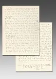 Thomas Mann, Deutsche Hörer!“ Manuskript zum 10. Jahrestag der Machtergreifung, zur sog. Radioansprache der BBC vom 14. Januar 1943. Januar 1943, Feder auf Bogen mit Briefkopf „The Library of Congress Washington / The Consultant of German Literature“. 2 S. gr.- 4° (0 ¾ S. gr.- 1 ⅝°)