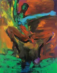 Sprung by Rainer Fetting, 1984, Öl auf Leinwand, sold Nov 2009