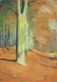 Herbstlicher Wald by Lesser Ury, Pastell auf Pappe, sold Nov 2008