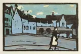 Gabriele Münter, Brücke in Chartres, 1907, Farblinolschnitt auf Japan