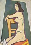 Akt auf dem Stuhl by Karl Hofer, 1953, Öl auf Leinwand, sold May 2008