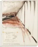 Christo, RUNNING FENCE (PROJECT FOR Sonoma County And Marin County, STATE OF CALIFORNIA), 1976, Grafit, Kohle, Wachskreide, zwei gedruckte Skizzen auf Papier, auf Karton collagiert, auf Holz, im originalen Acrylglasrahmen