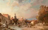 Franz Richard Unterberger, Ein Markt in Neapel, Öl auf Leinwand