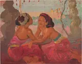 Jean Le Mayeur, Renang and Ni Pollok, oil on canvas