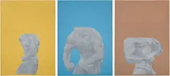 Zhang Peili, Yellow, Blue and Red, 1993, oil on canvas, triptych