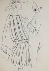 Andy Warhol, Female and Male Fashion Figures, 1960, ink and graphite on paper