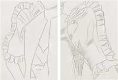 Andy Warhol, Fashion, 1983, graphite on paper, in two parts