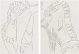 Andy Warhol, Fashion, 1983, graphite on paper, in two parts