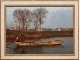 Chen Yifei, Sunset, On The River (Suzhou), oil on canvas