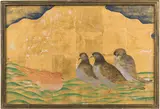 Léonard-Tsuguharu Foujita, Pigeons, 1920, watercolor, ink and gold leaf on paper