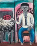 Tamiji Kitagawa, Boy and Apple, 1966, oil on canvas