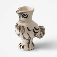 Pablo Picasso, Chouette (Alain Ramié 603), 1969, white earthenware ceramic pitcher, painted in colors and partially glazed; ceramic, Madoura edition