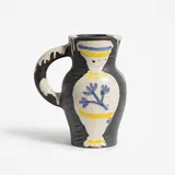 Pablo Picasso, Pichet au vase (Alain Ramié 226), 1954, white earthenware ceramic pitcher, painted in colors and partially glazed; ceramic, Madoura edition