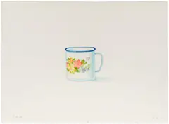 Liu Ye, Two works: (i) An Empty Cup; (ii) Porcelain Plate (Girl in Profile), 2006, (i) watercolour on paper (ii) porcelain plate
