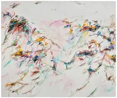 Xiyao Wang, The light that cannot be caught no.4, 2022, acrylic and oil stick on canvas, diptych