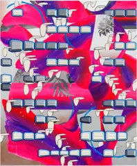 Megaflora (Tags) by Vivien Zhang, 2019, acrylic, graphite, oil and spray paint on canvas, sold Sep 2026
