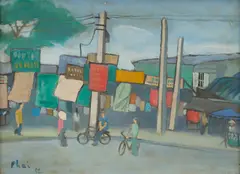 Bui Xuan Phai, Street Scene, 1982, oil on canvas laid on cardboard