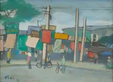 Bui Xuan Phai, Street Scene, 1982, oil on canvas laid on cardboard