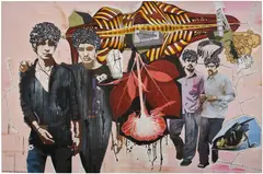 Jitish Kallat, In the Order of Recurrence, 2012-2013, acrylic, oil, household gloss and pencil on canvas, diptych