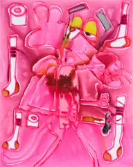 Katherine Bernhardt, Laundry Day, 2017, acrylic and spray paint on canvas