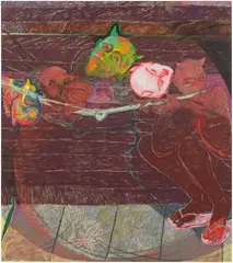 Henry Curchod, Jazz Alley, 2022, oil and charcoal on linen
